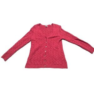 LL Bean Cardigan Women's M Petite Pink Button Up LambsWool Rabbit Hair  Cashmere